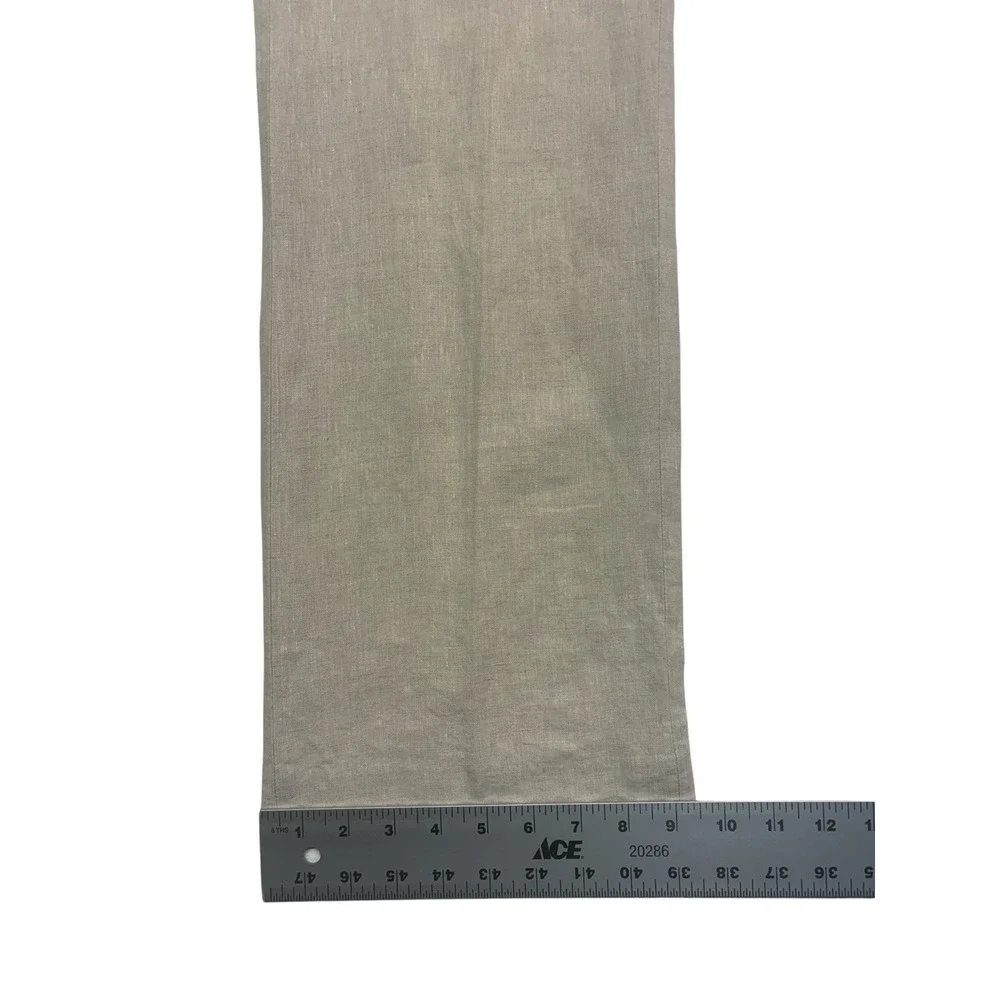 Beige 100% Linen Dress Pants 36x32 Flat Front Lightweight Trouser Mens Straight